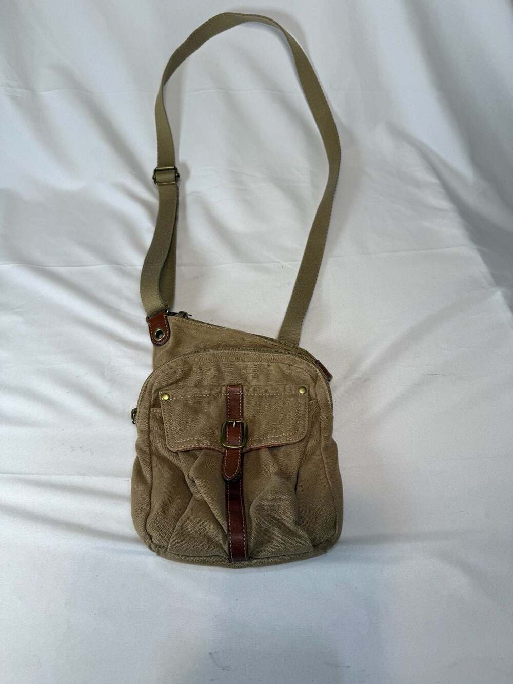 Utility Vintage Boho Fossil Genuine Classic 1954 Canvas Leather Crossbody Bag Kh